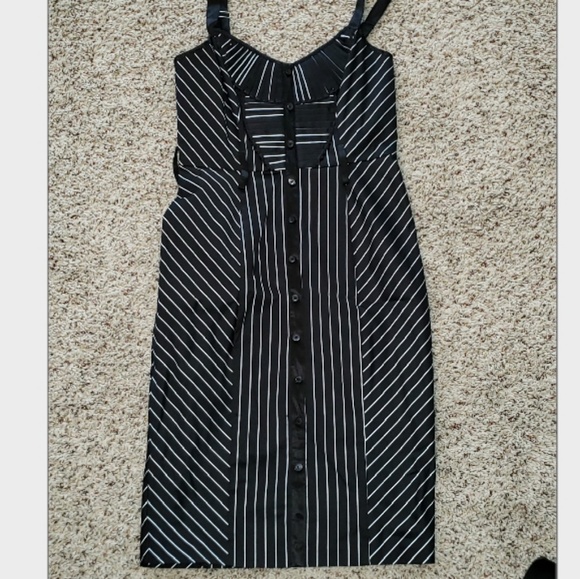 Black Pinstripe Midi Dress - Picture 3 of 3